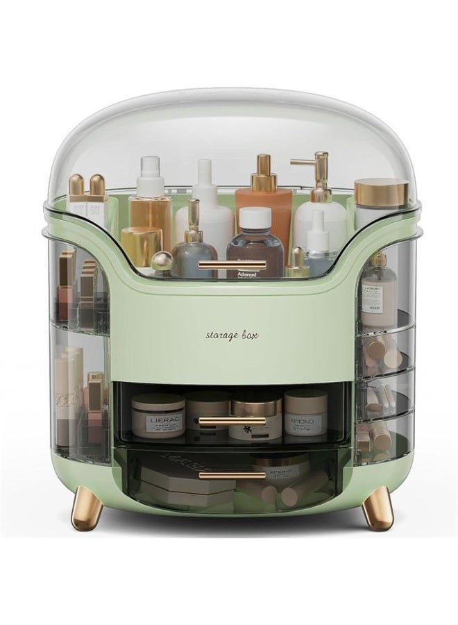 صندوق تخزين ومنظم مكياج شفاف أبيض – تصميم عملي وأنيق - Image 1