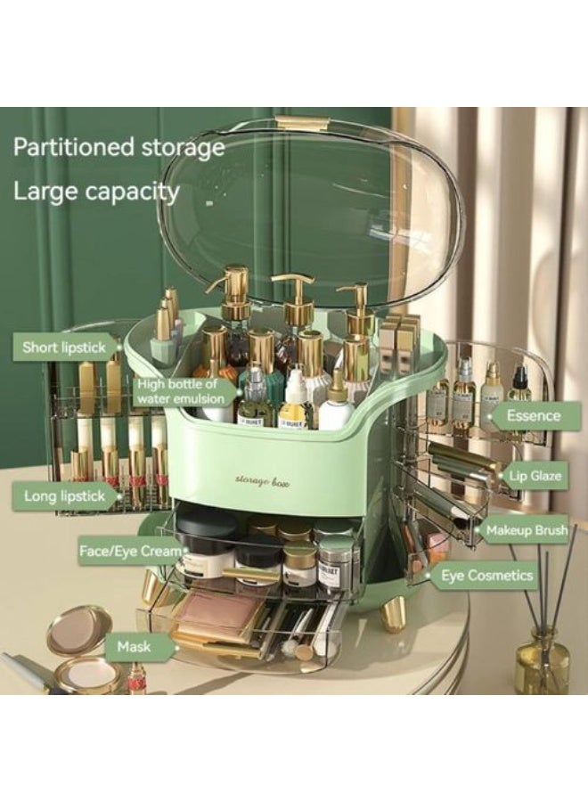 صندوق تخزين ومنظم مكياج شفاف أبيض – تصميم عملي وأنيق - Image 4