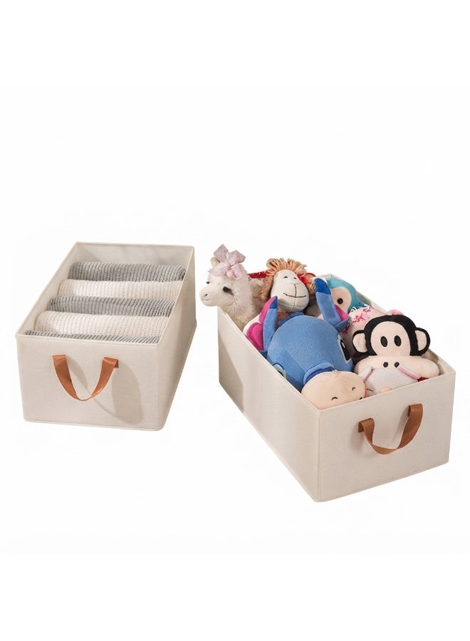 Foldable Fabric Storage Organizer with Reinforced Cardboard Structure & Side Handles – Stackable Linen Storage Box for Clothes, Laundry, Kids Toys, Towels, Books & Household Accessories, Multi-Purpose Closet Shelf Storage Bin for Bedroom, Nursery, Living Room & Wardrobe 42*19 Cm - Image 3