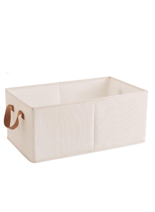 Foldable Fabric Storage Organizer with Reinforced Cardboard Structure & Side Handles – Stackable Linen Storage Box for Clothes, Laundry, Kids Toys, Towels, Books & Household Accessories, Multi-Purpose Closet Shelf Storage Bin for Bedroom, Nursery, Living Room & Wardrobe 42*19 Cm - Image 2