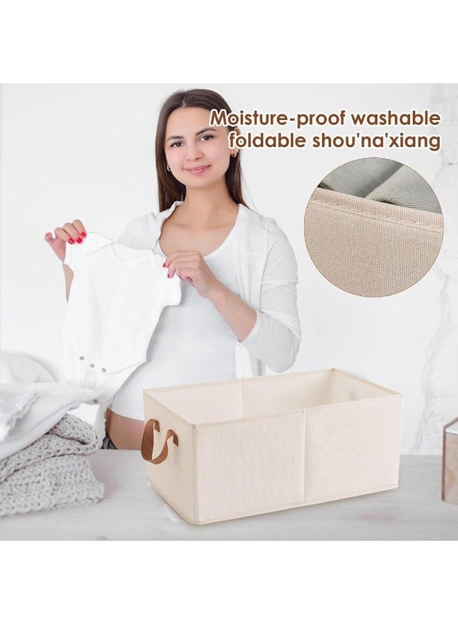 Foldable Fabric Storage Organizer with Reinforced Cardboard Structure & Side Handles – Stackable Linen Storage Box for Clothes, Laundry, Kids Toys, Towels, Books & Household Accessories, Multi-Purpose Closet Shelf Storage Bin for Bedroom, Nursery, Living Room & Wardrobe 42*19 Cm - Image 4
