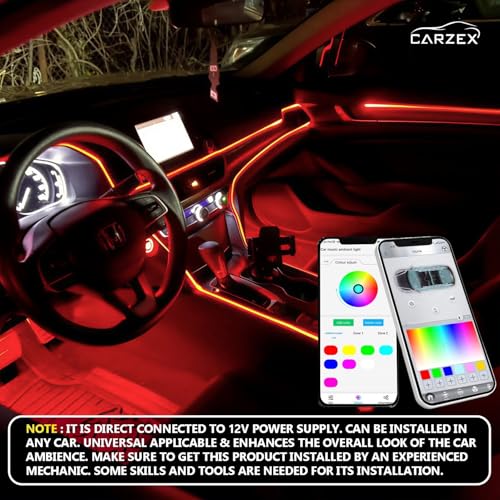 Carzex Multi Color Matrix Interior Ambient Running Atmosphere Light for Dashboard, Doors & Under Dash Ambience (App Controlled, Set of 10) - Image 5