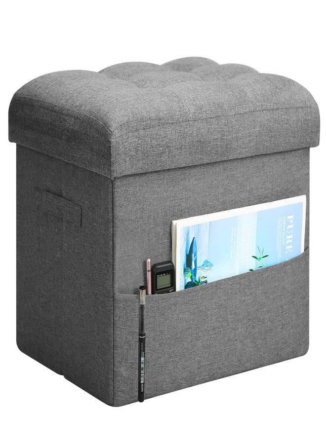 BelugaHelper Storage Ottoman with Extra Thick Foam Padded Seat, Foldable Foot Rest Stool with Linen Fabric, 43L Ottoman with Storage Bench for Bedroom Living Room, Holds Up to 300lbs, 17x13x13in, Dark Gray - Image 1