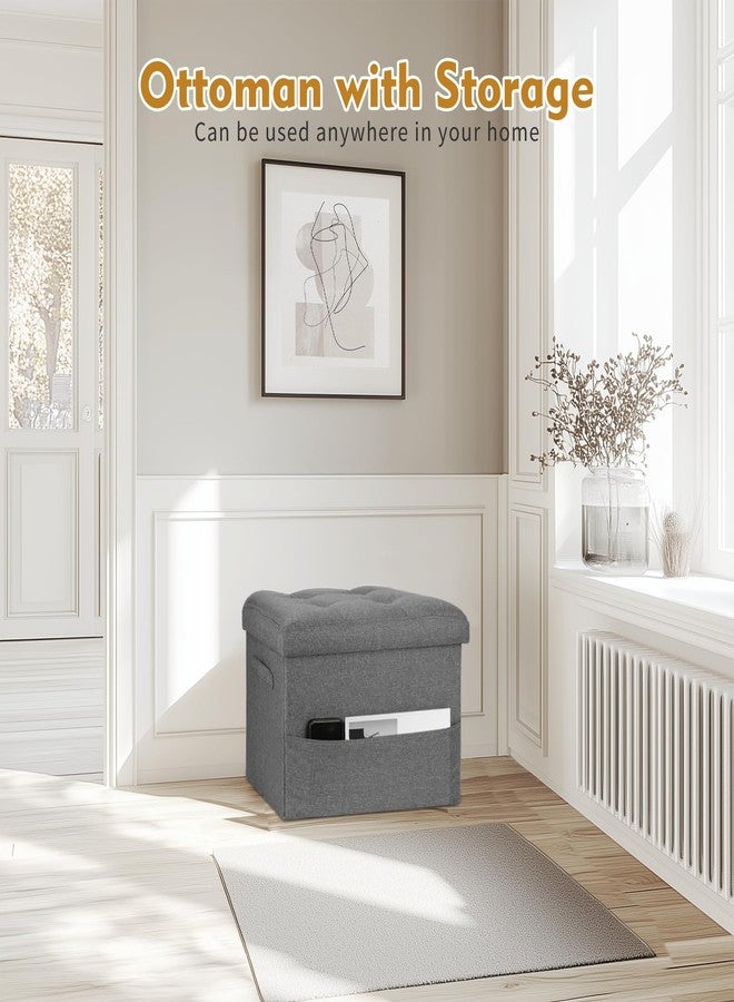 BelugaHelper Storage Ottoman with Extra Thick Foam Padded Seat, Foldable Foot Rest Stool with Linen Fabric, 43L Ottoman with Storage Bench for Bedroom Living Room, Holds Up to 300lbs, 17x13x13in, Dark Gray - Image 5