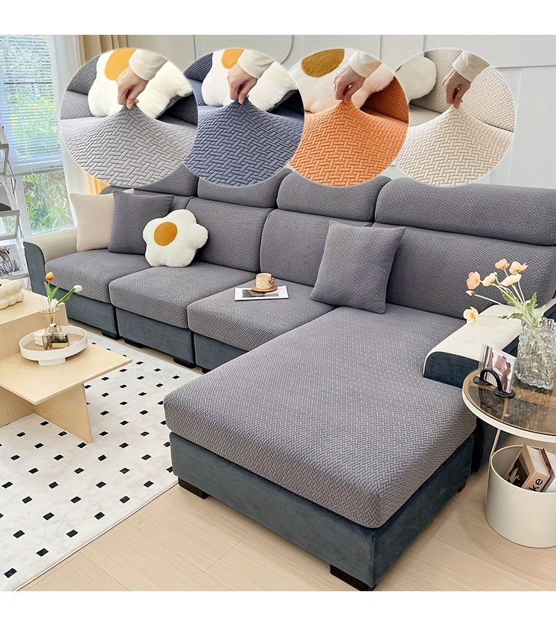 1pc Stretch Sofa Cover Gray For Single Seat Full Cover Universal Modern Anti Scratch Cushion Cover Backrest Cover Pillow Cover - Image 1