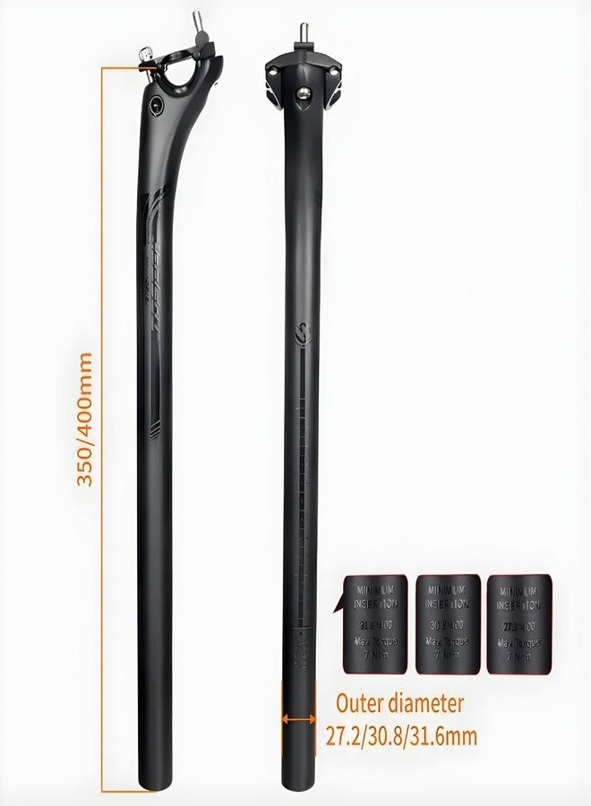 FCCRACING Toseek Carbon Fiber Bicycle Seatpost 400mm Matte Black for MTB & Road Bikes (27.2MM) - Image 3