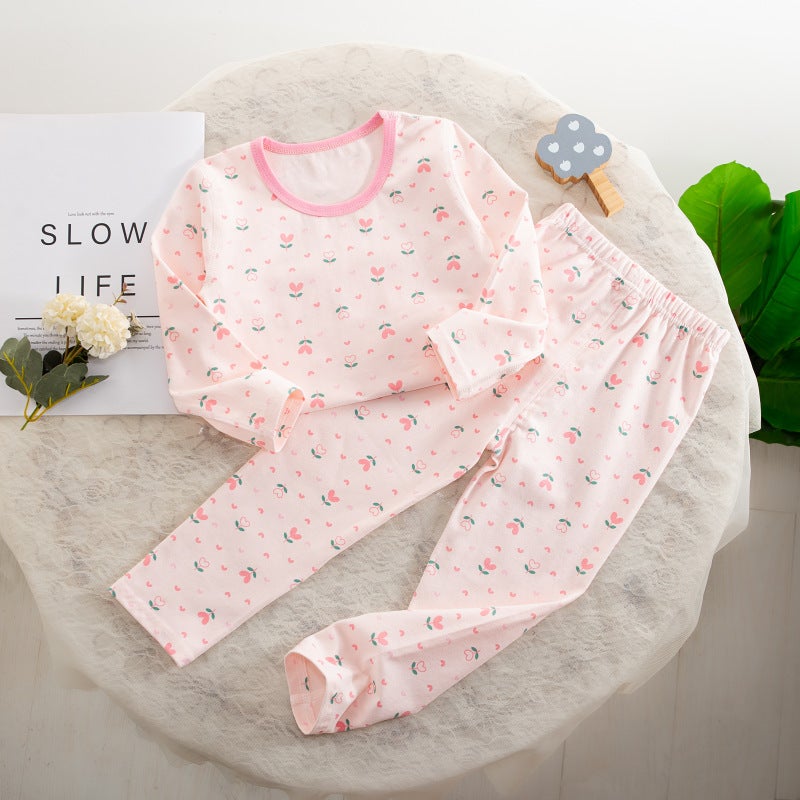 Children'S Underwear Set Boys And Girls Seamless Lycra Cotton Thermal Tops And Pants For Older Kids Cotton Casual Pajamas - Image 1