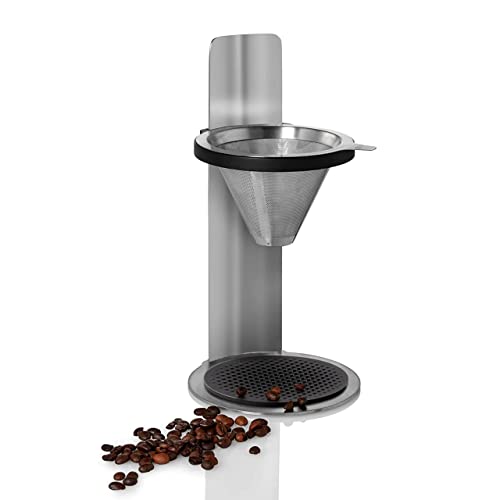 AdHoc Mr Brew PourOver Coffee Maker DoubleWalled Stainless Steel Filter for Full Coffee Flavor Coffee Accessory for PourOver Coffee Magnetic Holder for Paper Coffee Filters