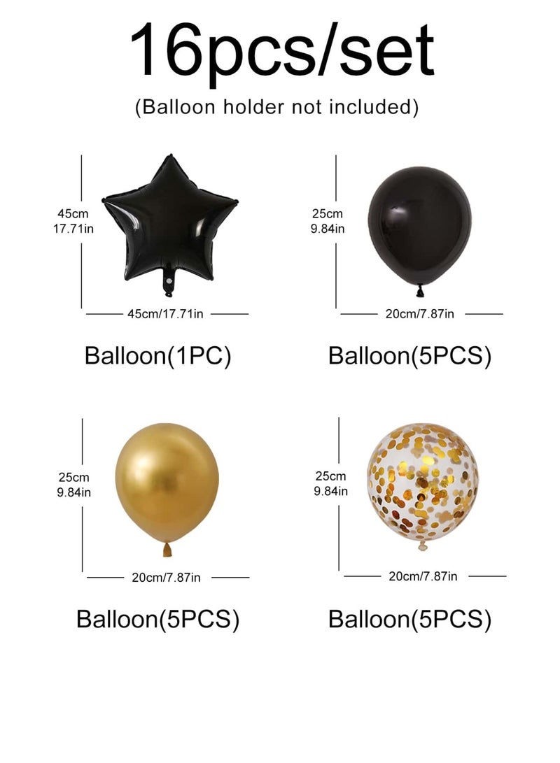 Graduation Party Decorations 2026 Balloon Set – 16PCS Black Gold Graduation Balloons with Star Balloon Party Decor - Image 2
