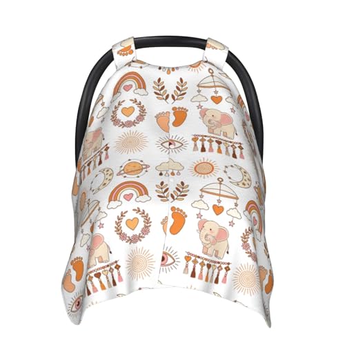Mcewoel Boho Baby Car Seat Canopy Cover, Nursing Cover for Newborn, Boho Baby Stuff Stroller Cover for All Seasons - Image 1