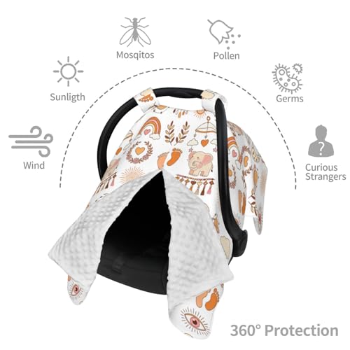 Mcewoel Boho Baby Car Seat Canopy Cover, Nursing Cover for Newborn, Boho Baby Stuff Stroller Cover for All Seasons - Image 5