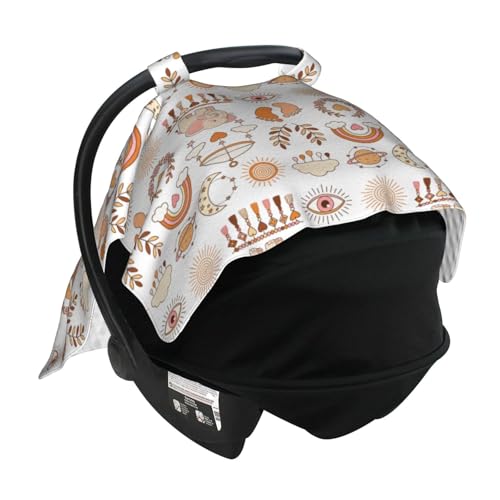 Mcewoel Boho Baby Car Seat Canopy Cover, Nursing Cover for Newborn, Boho Baby Stuff Stroller Cover for All Seasons - Image 4