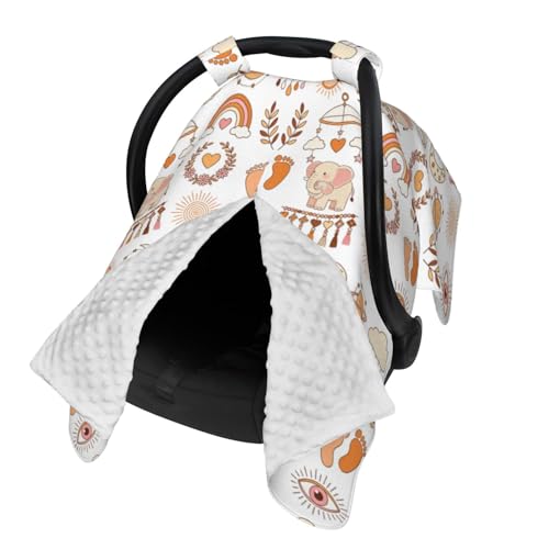 Mcewoel Boho Baby Car Seat Canopy Cover, Nursing Cover for Newborn, Boho Baby Stuff Stroller Cover for All Seasons - Image 2