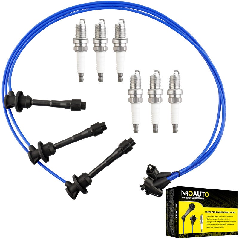 MOAUTO Set of 6 PCS Iridium Spark Plugs with Wire Set 1903720011 7783 RCTE65 Compatible with Toyota Lexus 19962001 Camry Sienna Avalon Solara ES300 V6 30L