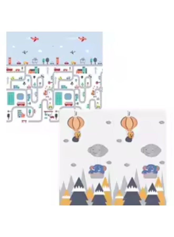 MUMS PLANET Interactive Play Mat for Kids Size 180 x 150 - City, Roads & Houses Design (Foldable & Waterproof), Non-Slip, Super Protective, Perfect for Crawling, Imaginative Play & Skill Development Interactive City & Roads Design: Displays a complete city map with roads, streets, buildings, green spaces & vehicles (cars, planes, helicopters), stimulating play _Baby Play Mat _ Baby City Mat_ Children's play mat - children's toys - children's gift  - Image 2
