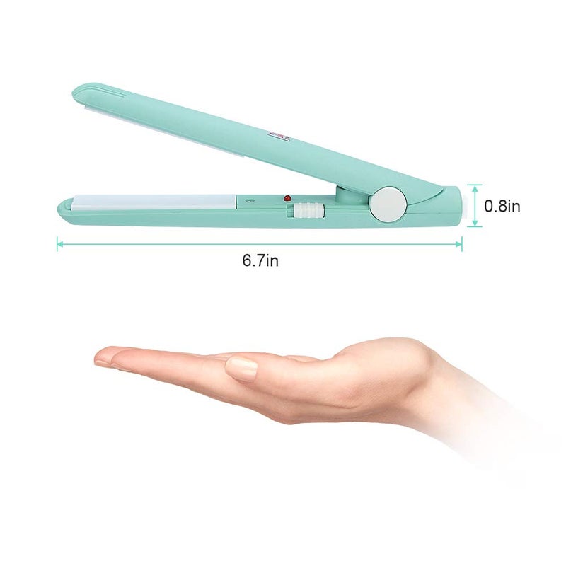 Ejoyous Mini Hair Straightener Ceramic Tourmaline Plate Flat Iron Curler Small Lightweight Portable Hair Styling Straightening Plate Curling Iron with Quick & Easy Heating for Women Girls(Matcha Green)  - Image 5