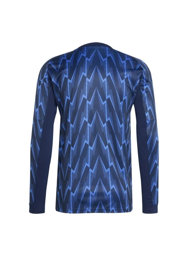 اديداس قميص رجالي طويل الأكمام أزرق