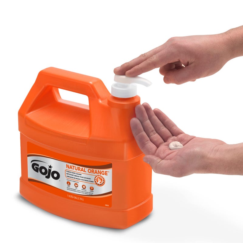 GOJO NATURAL ORANGE Pumice Hand Cleaner, 1 Gallon Quick Acting Lotion Hand Cleaner with Pumice Pump Bottle (Pack of 1) â€“ 0955-02 - Image 2