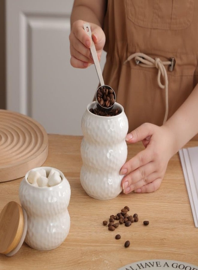 POSHOPS Ceramic Container, Ceramic Jar with Lid, Stackable Containers with Airtight Seal Container Kitchen Food Storage Jars for Serving Ground Coffee, Tea, Sugar, Spice and More (medium 15oz/450ml) - Image 5