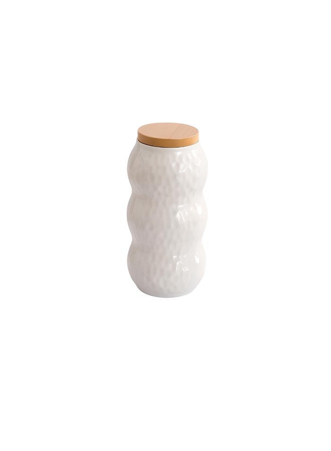 POSHOPS Ceramic Container, Ceramic Jar with Lid, Stackable Containers with Airtight Seal Container Kitchen Food Storage Jars for Serving Ground Coffee, Tea, Sugar, Spice and More (medium 15oz/450ml) - Image 1