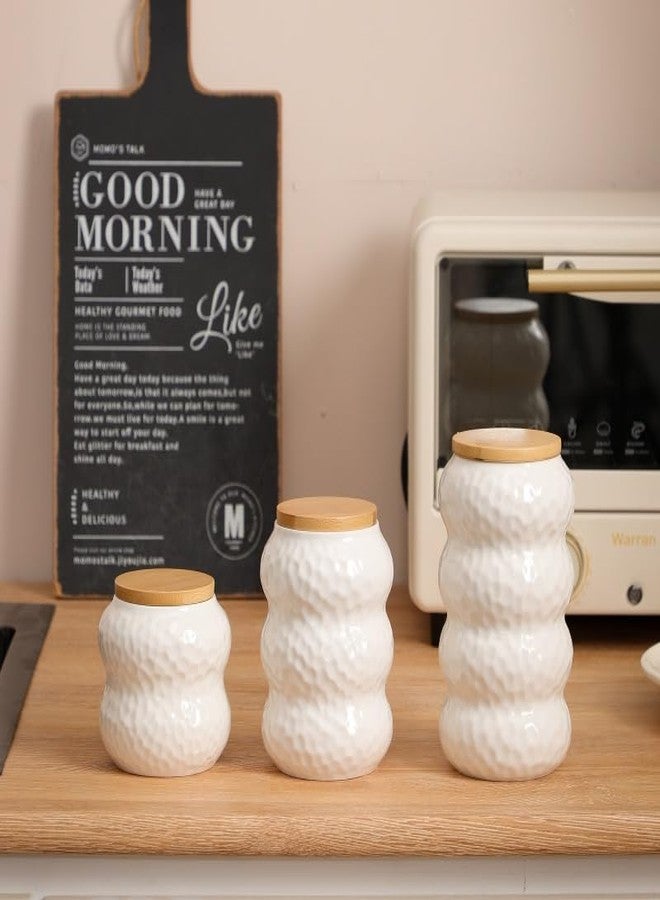 POSHOPS Ceramic Container, Ceramic Jar with Lid, Stackable Containers with Airtight Seal Container Kitchen Food Storage Jars for Serving Ground Coffee, Tea, Sugar, Spice and More (medium 15oz/450ml) - Image 2