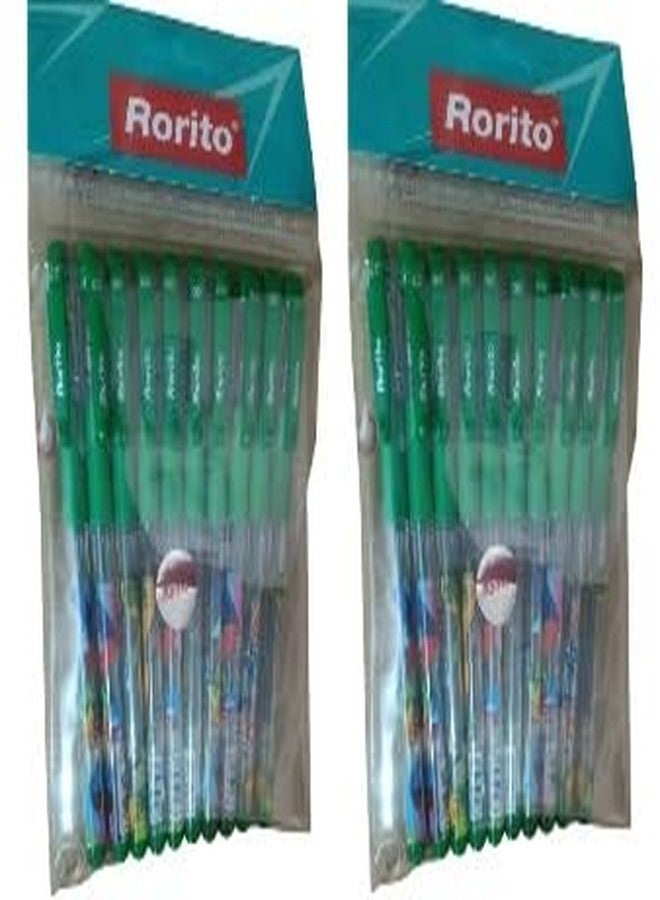 FIRST CLICK Rorito New Flymax Gel Pen Set of 20 Green 0.5 MM Tip Waterproof ink gel writing. - Image 1