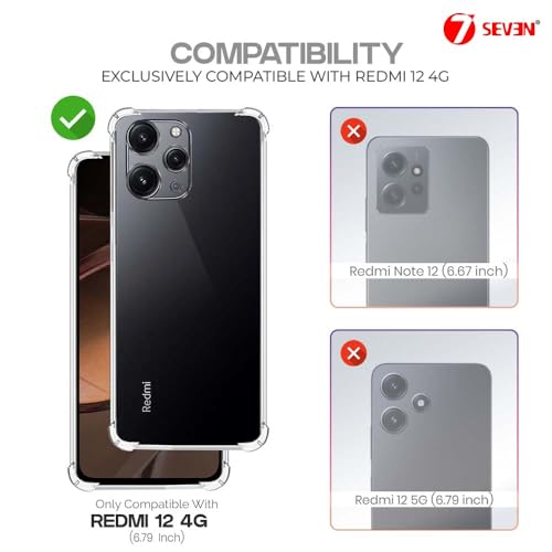 7-Seven 7SEVEN® Back Cover for Mi Redmi 12 4G Transparent Mobile Back Case Shock Proof Design Camera Edges Protection Crystal Clear Phone Case Silicon Soft TPU and Flexible Bumper Phone Cover - Image 2