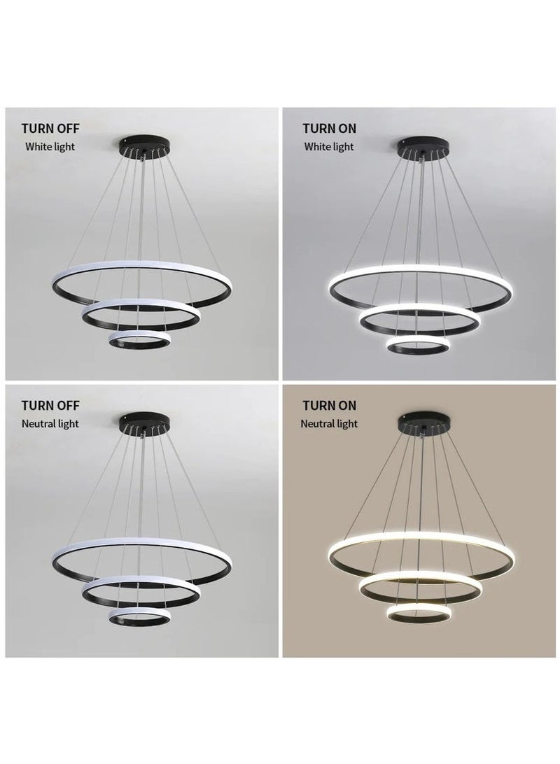 MIXDE Black Circle Shape LED Ceiling Light/Dimmable/3 Rings - Image 5