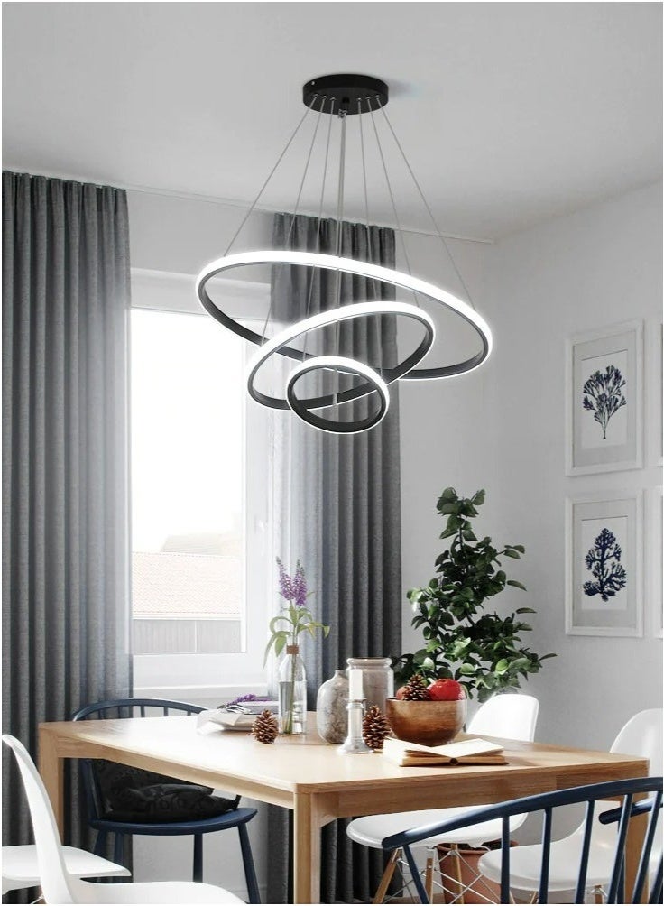 MIXDE Black Circle Shape LED Ceiling Light/Dimmable/3 Rings - Image 3