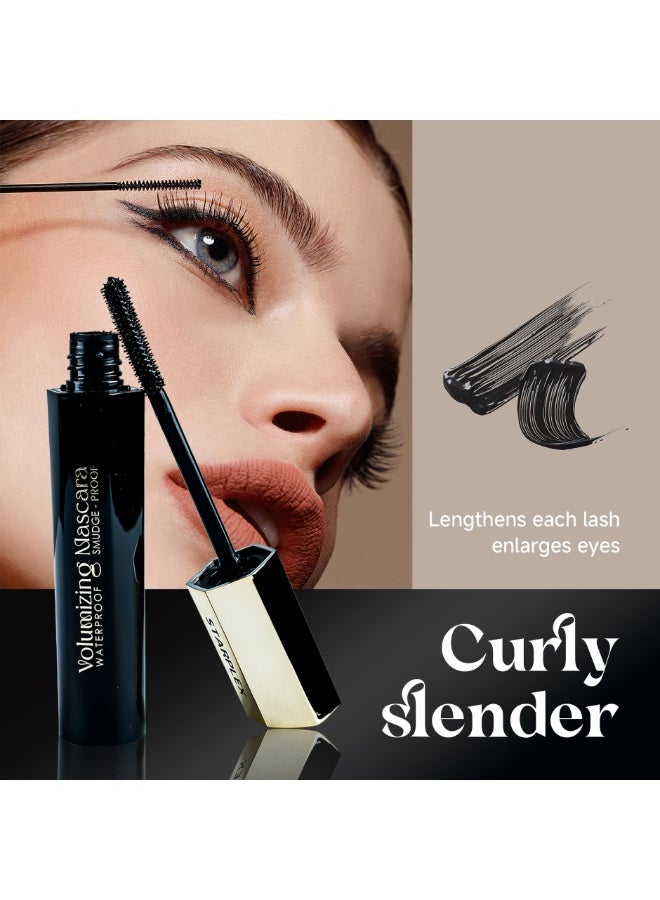 STARPLEX Waterproof Volumizing Black Mascara 10ml, Curling Lengthening Smudge Proof, Fast Dry Long Lasting, Slim Brush Warm Water Removable, Suitable for Sensitive Eyes - Image 1