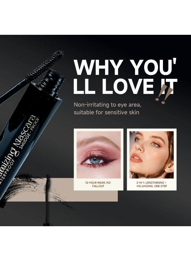 STARPLEX Waterproof Volumizing Black Mascara 10ml, Curling Lengthening Smudge Proof, Fast Dry Long Lasting, Slim Brush Warm Water Removable, Suitable for Sensitive Eyes - Image 2