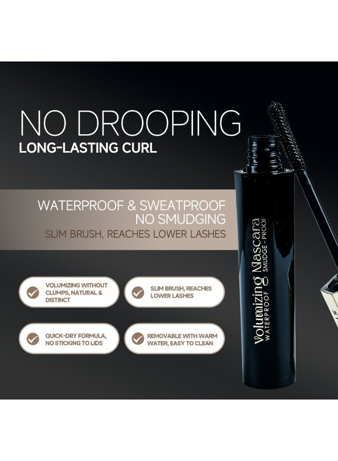 STARPLEX Waterproof Volumizing Black Mascara 10ml, Curling Lengthening Smudge Proof, Fast Dry Long Lasting, Slim Brush Warm Water Removable, Suitable for Sensitive Eyes - Image 4