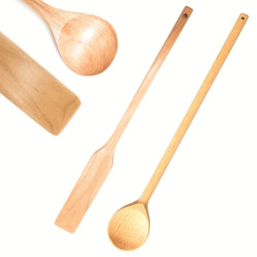 Ven-Trap Extra 24 Inch Large Beech Wood Stirring Paddle and 24 Inch Oval Spoon - Stirring Utensils for Cooking, Mixing, Home Brewing Stock Pots Cajun Crawfish, Seafood and Crab Pot Boil Accessories - Image 1
