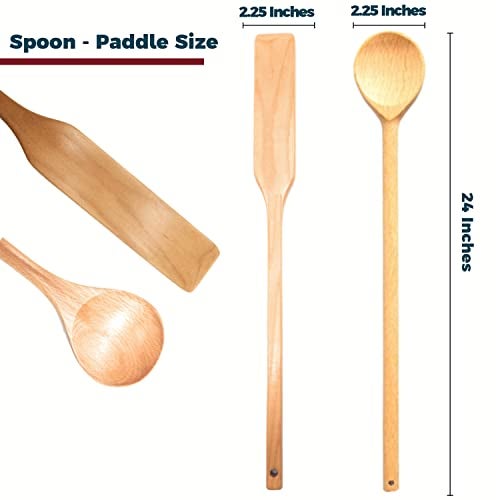 Ven-Trap Extra 24 Inch Large Beech Wood Stirring Paddle and 24 Inch Oval Spoon - Stirring Utensils for Cooking, Mixing, Home Brewing Stock Pots Cajun Crawfish, Seafood and Crab Pot Boil Accessories - Image 2