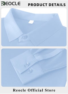 REOCLE Men's Business Slim Fit Shirt Official Long Sleeve Stretch Dress Shirt Wrinkle-Free Regular Fit Button Down Shirts  - Image 5