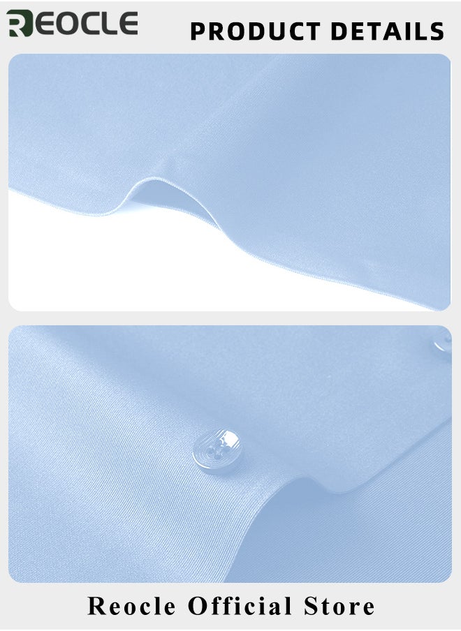 REOCLE - Men's Business Slim Fit Shirt Official Long Sleeve Stretch Dress Shirt Wrinkle-Free Regular Fit Button Down Shirts - Image 1