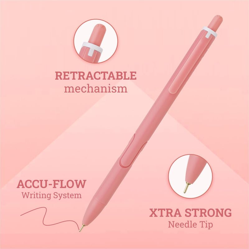 HAUSER XO RT Retractable Ball Pen | Sleek Matt Finish Pastel Shade Body & Minimalistic Design | Low Viscosity Ink With Ultra Durable Tip | Red Ink, Pack Of 10 - Image 2