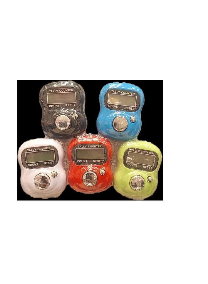 عداد الكتروني لحساب الاصابع، عداد رقمي صغير  مكون من 5 ارقام، عداد نقر للاصابع للحياكة والكروشيه والتدريب واللاعب والغولف والاطفال الصغار (5 قطع)، بلاستيك، ألوان متعددة