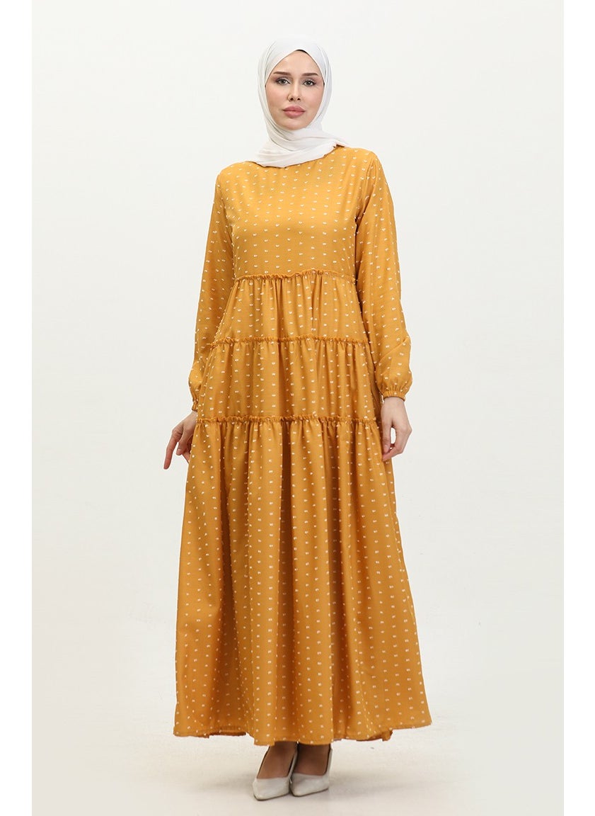 Pitpit Patterned Layered Dress 0371-07 Mustard - pzsku/Z267643305A1E188B661CZ/45/_/1738793459/7270105f-41db-462a-b051-4843aa603f07