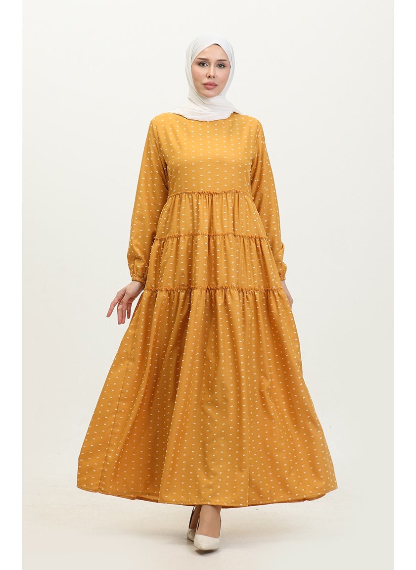 Pitpit Patterned Layered Dress 0371-07 Mustard - pzsku/Z267643305A1E188B661CZ/45/_/1738793460/0b935c89-f0af-430f-bc30-af8a0051b863