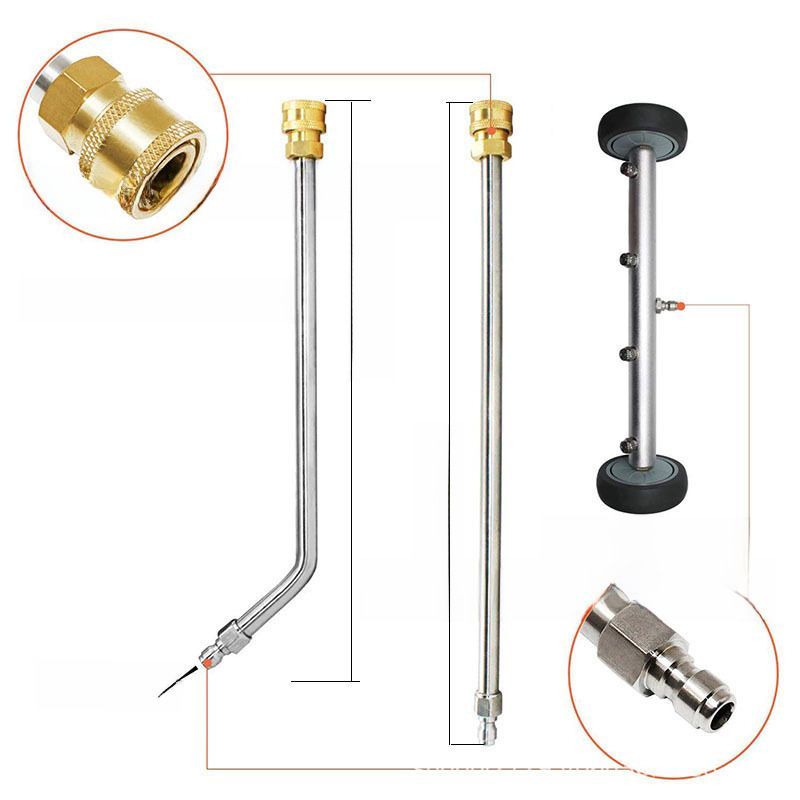 Multifunctional Water Broom Silver 3-Piece Set - High-Pressure Car Chassis Nozzle for Outdoor Vehicle Driveway Cleaning - Image 3