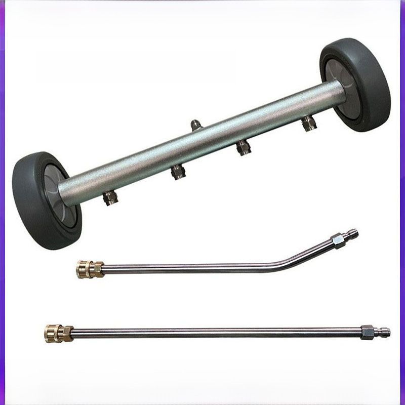 Multifunctional Water Broom Silver 3-Piece Set - High-Pressure Car Chassis Nozzle for Outdoor Vehicle Driveway Cleaning - Image 1
