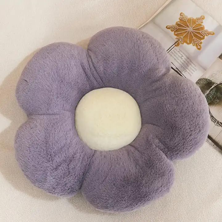AVSHUB Sunflower Shaped Throw Pillows Cushions with Fibre Filling 6 Kali Pillows Case | Head Rest Use in Car, Kids & Girls Room Decoration | Floor Cushion for Bedroom Living Room (Grey) (35 CM) - Image 1