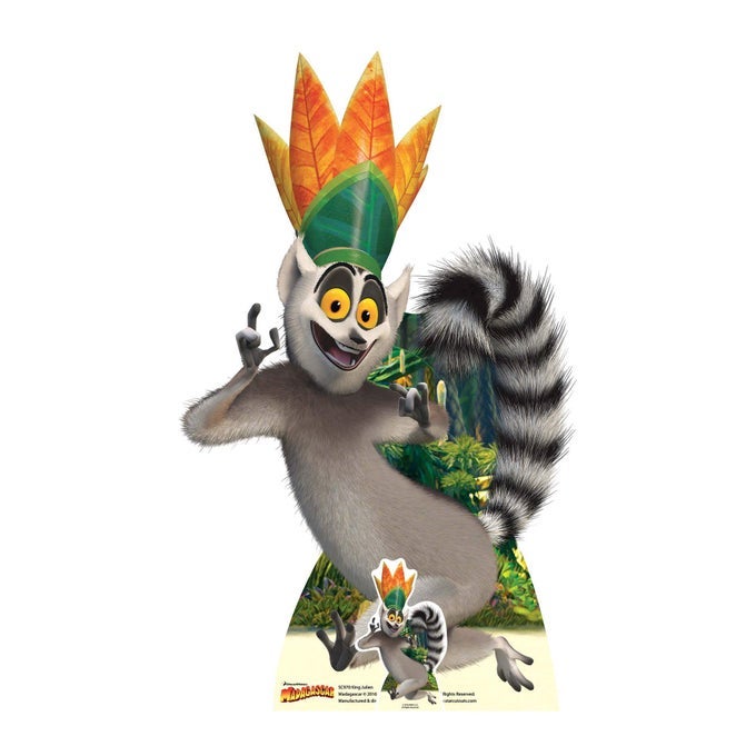 SC970 KING JULIEN CARTOON ANIMATED RING TAILED LEMUR WITH EYES CUTOUT GREYYELLOW