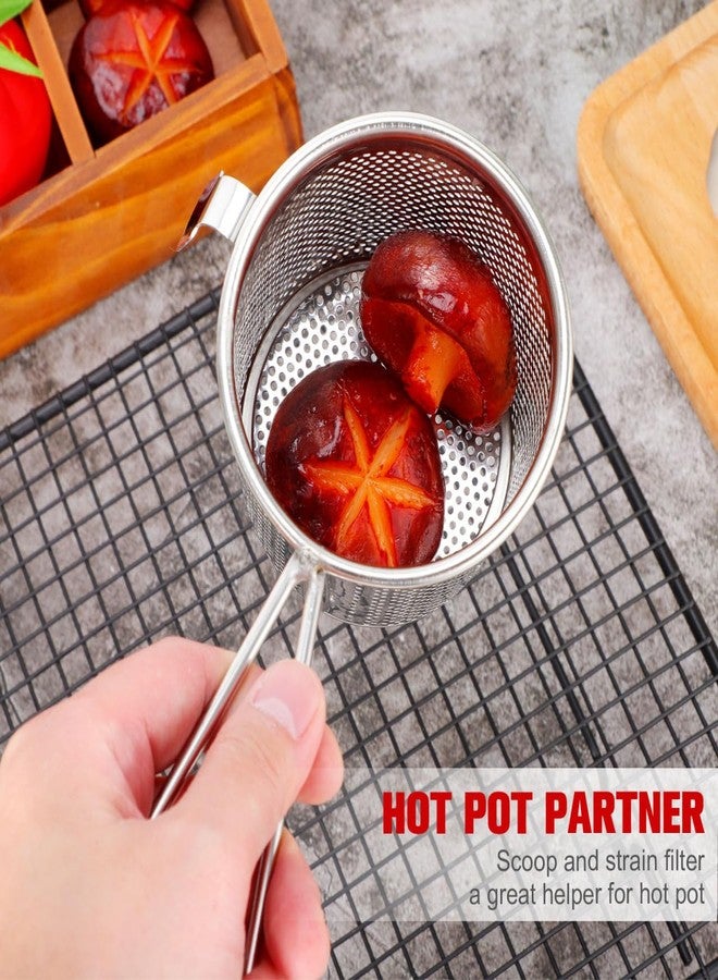 Luxshiny Hot-Pot Side Colanders Stainless Steel Mesh Strainer 6.49 Inch Hanging Basket for Cooking Noodles and Blanching in Kitchen - Image 3