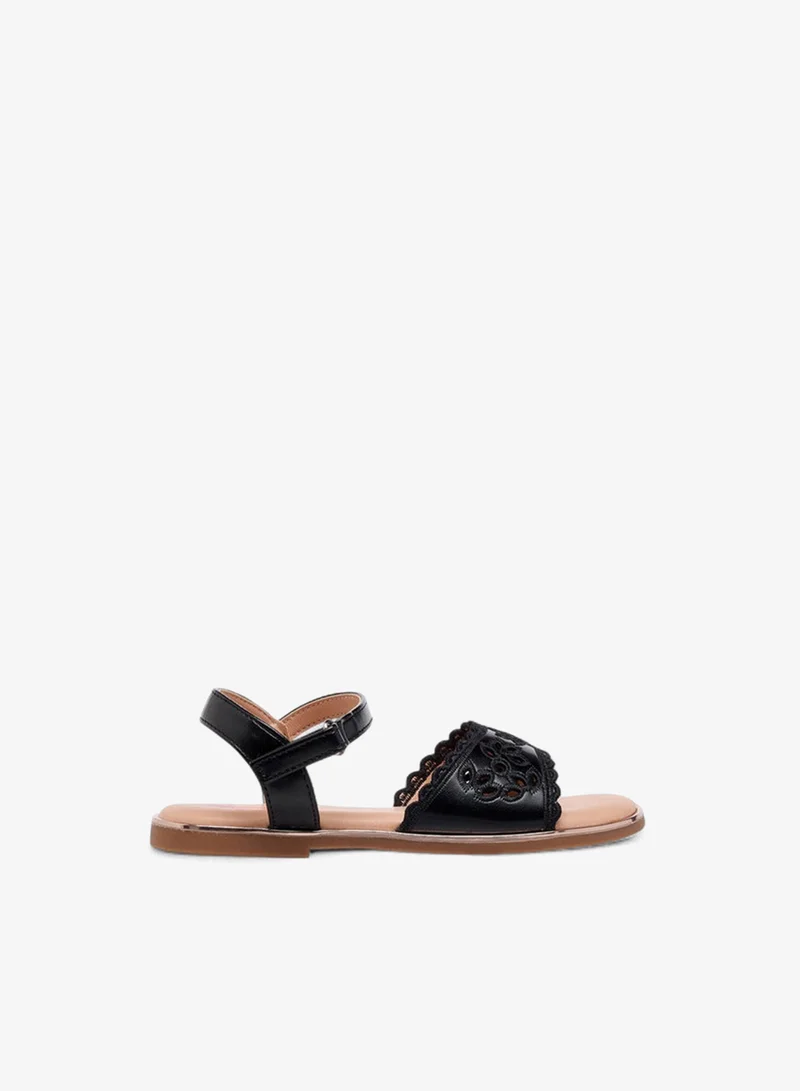 Cutout Detail Sandals with Hook and Loop Closure
