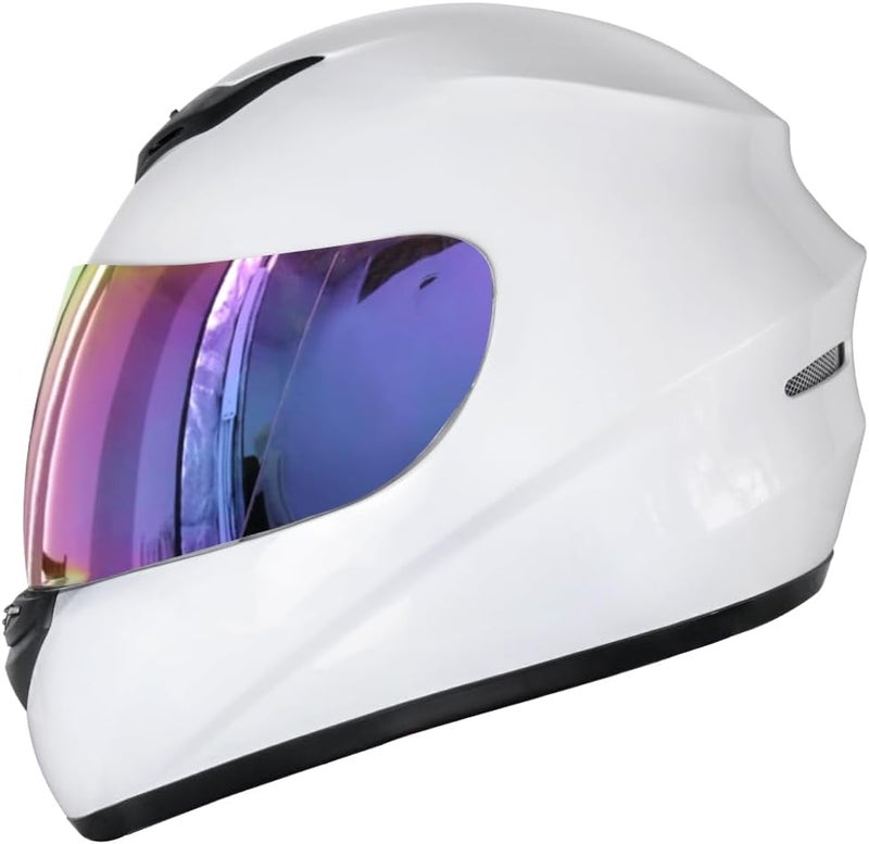 Zorax ZOR-819 White Full Face Motorcycle Helmet with Iridium Visor (M Size) - Image 1
