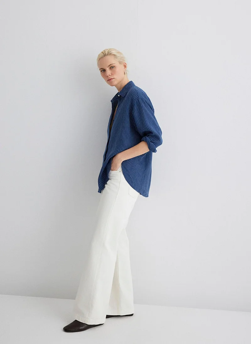 MAVI Striped Navy Linen Shirt