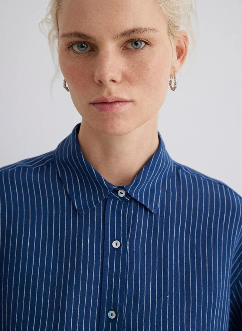 MAVI Striped Navy Linen Shirt