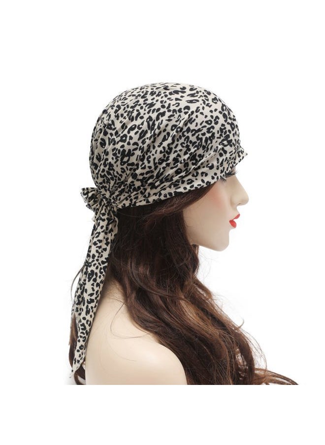 ZLYC Chemo Headwear Pre Tied Head Scarf Headwraps Lightweight Turban Beanie Cap for Women (Leopard White)  - Image 3